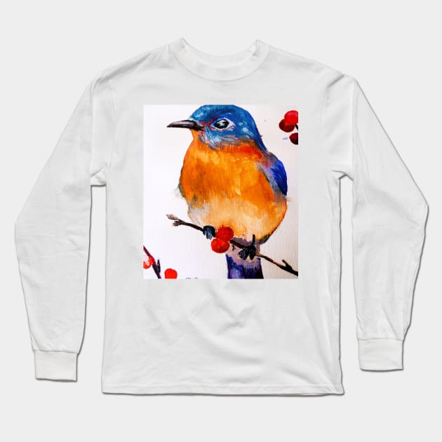 watercolor bird Long Sleeve T-Shirt by reyhanartstudio